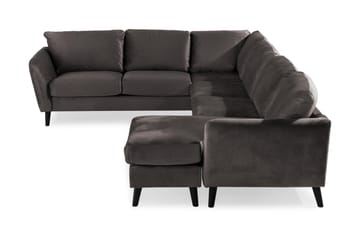 Trend 5-seters Høyrevendt L-formet Hjørnesofa med Divan i Fløyel - Mørk grå - Møbler - Sofaer - Hjørnesofa - Hjørnesofa med divan