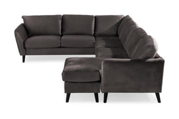 Trend 5-seters Høyrevendt L-formet Hjørnesofa med Divan i Fløyel - Mørkegrå - Møbler - Sofaer - Hjørnesofa - Hjørnesofa med divan