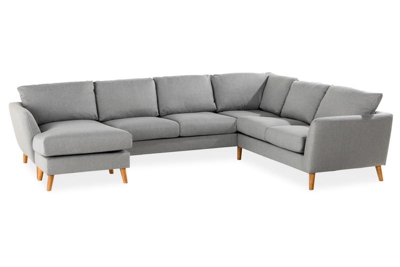 Trend 5-seters Venstrevendt U-formet Hjørnesofa med Divan i Stoff - Grå - Møbler - Sofaer - Sofa med sjeselong