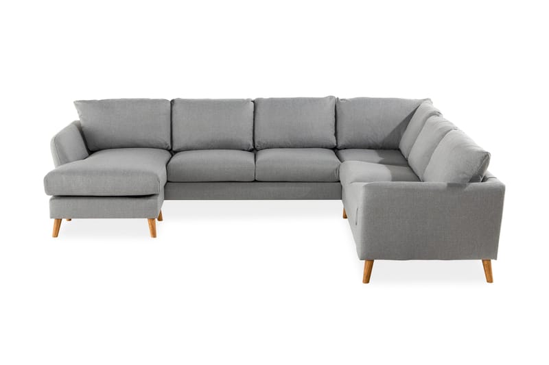Trend 5-seters Venstrevendt U-formet Hjørnesofa med Divan i Stoff, Grå
