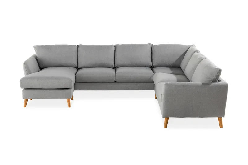 Trend 5-seters Venstrevendt U-formet Hjørnesofa med Divan i Stoff, Grå
