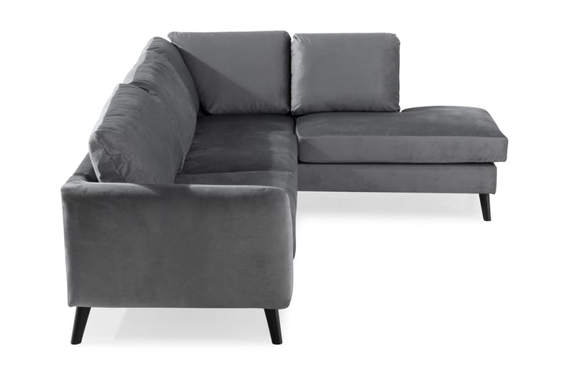 Trend Divansofa 3-seter Høyre Fløyel - Lysegrå - Sofa med sjeselong - Fløyel sofaer - 3 seters sofa med divan
