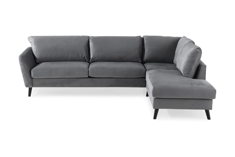 Trend Divansofa 3-seter Høyre Fløyel - Lysegrå - Sofa med sjeselong - Fløyel sofaer - 3 seters sofa med divan