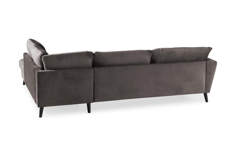 Trend Divansofa 3-seter Høyre Fløyel - Mørkegrå - Sofa med sjeselong - Fløyel sofaer - 3 seters sofa med divan