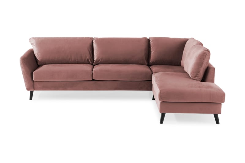Trend Divansofa 3-seter Høyre Fløyel - Rosa - Sofa med sjeselong - Fløyel sofaer - 3 seters sofa med divan