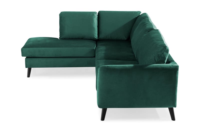 Trend Divansofa 3-seter Venstre Fløyel - Grønn - Sofa med sjeselong - Fløyel sofaer - 3 seters sofa med divan