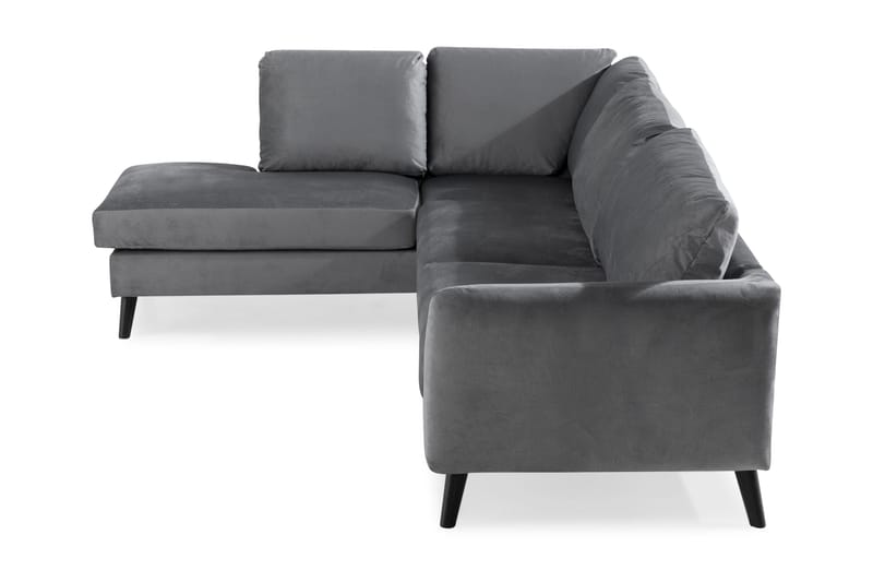 Trend Divansofa 3-seter Venstre Fløyel - Lysegrå - 3 seters sofa med divan - Sofa med sjeselong - Fløyel sofaer