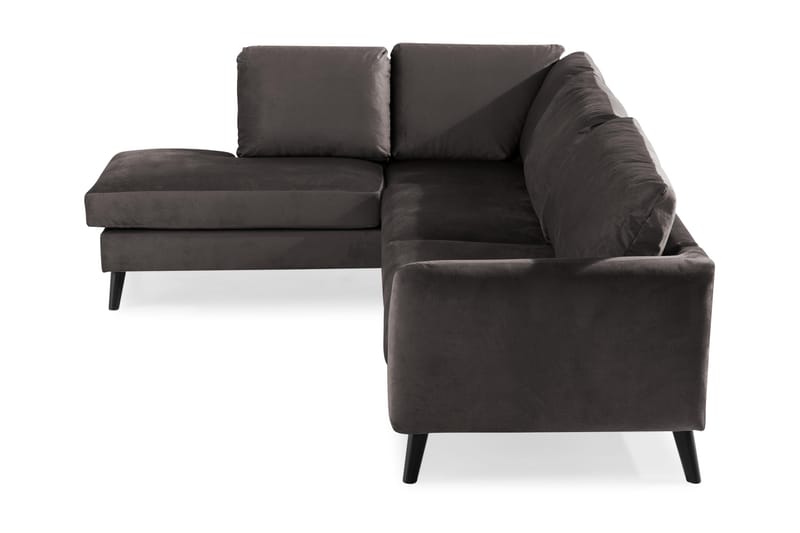 Trend Divansofa 3-seter Venstre Fløyel - Mørkegrå - Sofa med sjeselong - Fløyel sofaer - 3 seters sofa med divan