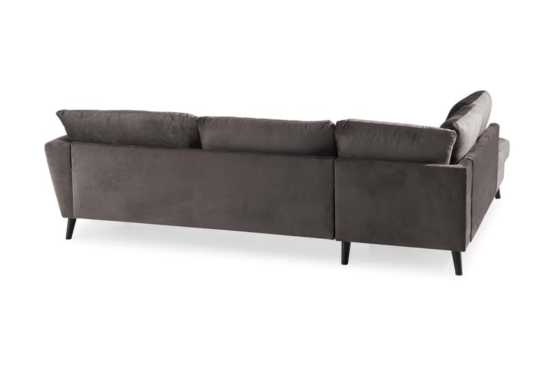 Trend Divansofa 3-seter Venstre Fløyel - Mørkegrå - Sofa med sjeselong - Fløyel sofaer - 3 seters sofa med divan