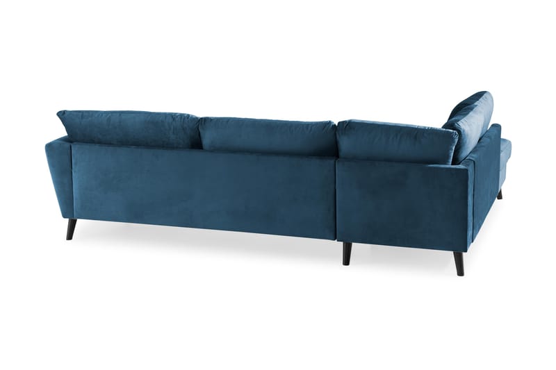 Trend Divansofa 3-seter Venstre Fløyel - Midnattsblå - Sofa med sjeselong - Fløyel sofaer - 3 seters sofa med divan