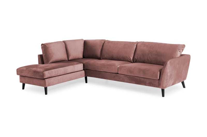 Trend Divansofa 3-seter Venstre Fløyel - Rosa - Sofa med sjeselong - Fløyel sofaer - 3 seters sofa med divan