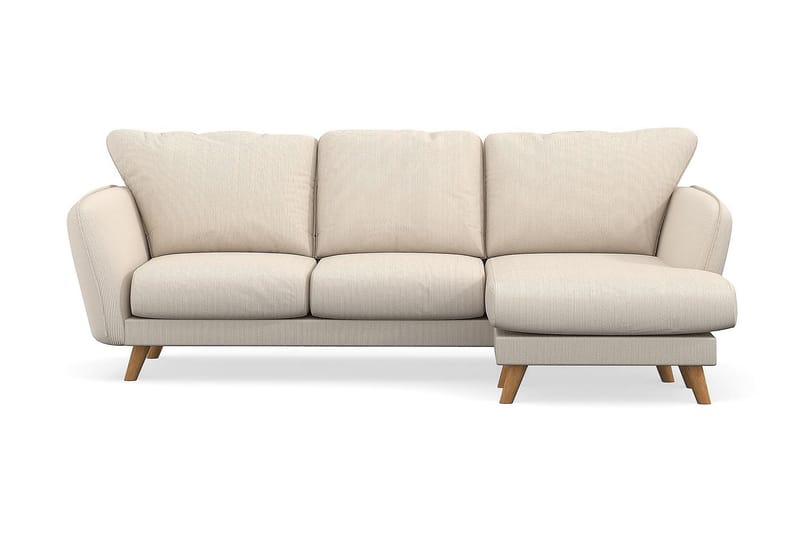 Trend Lyx 3-seter Divansofa Høyre - Beige Kordfløyel - Sofa med sjeselong - 4 seters sofa med divan