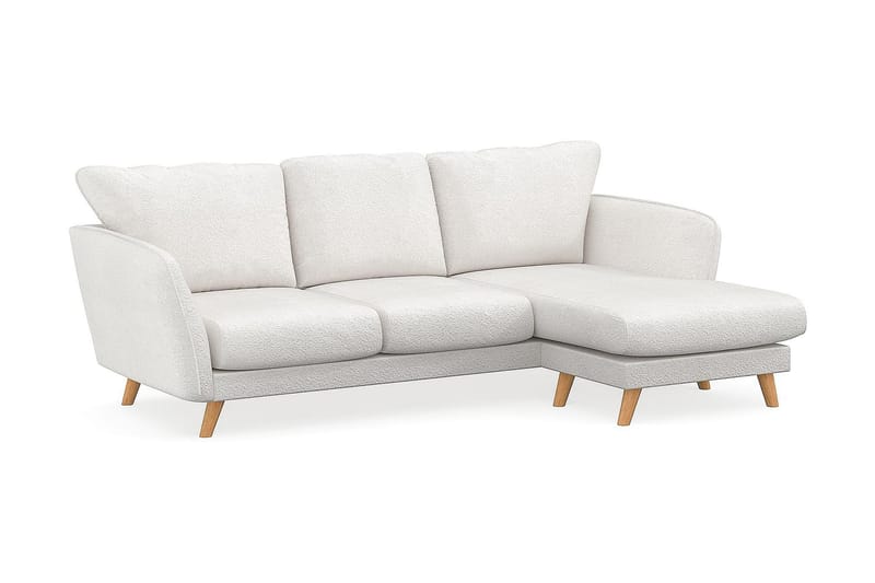 Trend Lyx 3-seter Divansofa Høyre - Hvit|Bouclé - Sofa med sjeselong - 4 seters sofa med divan