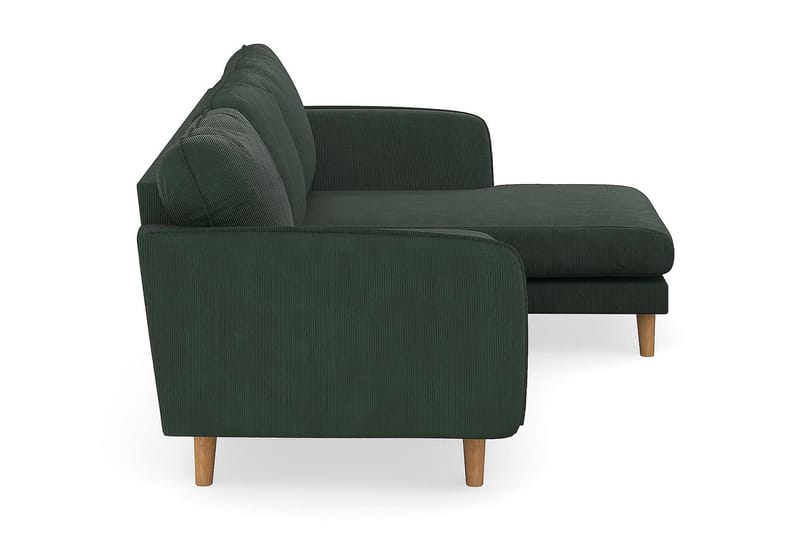 Trend Lyx 3-seter Divansofa Høyre - Mørk grønn Kordfløyel - Sofa med sjeselong - 4 seters sofa med divan
