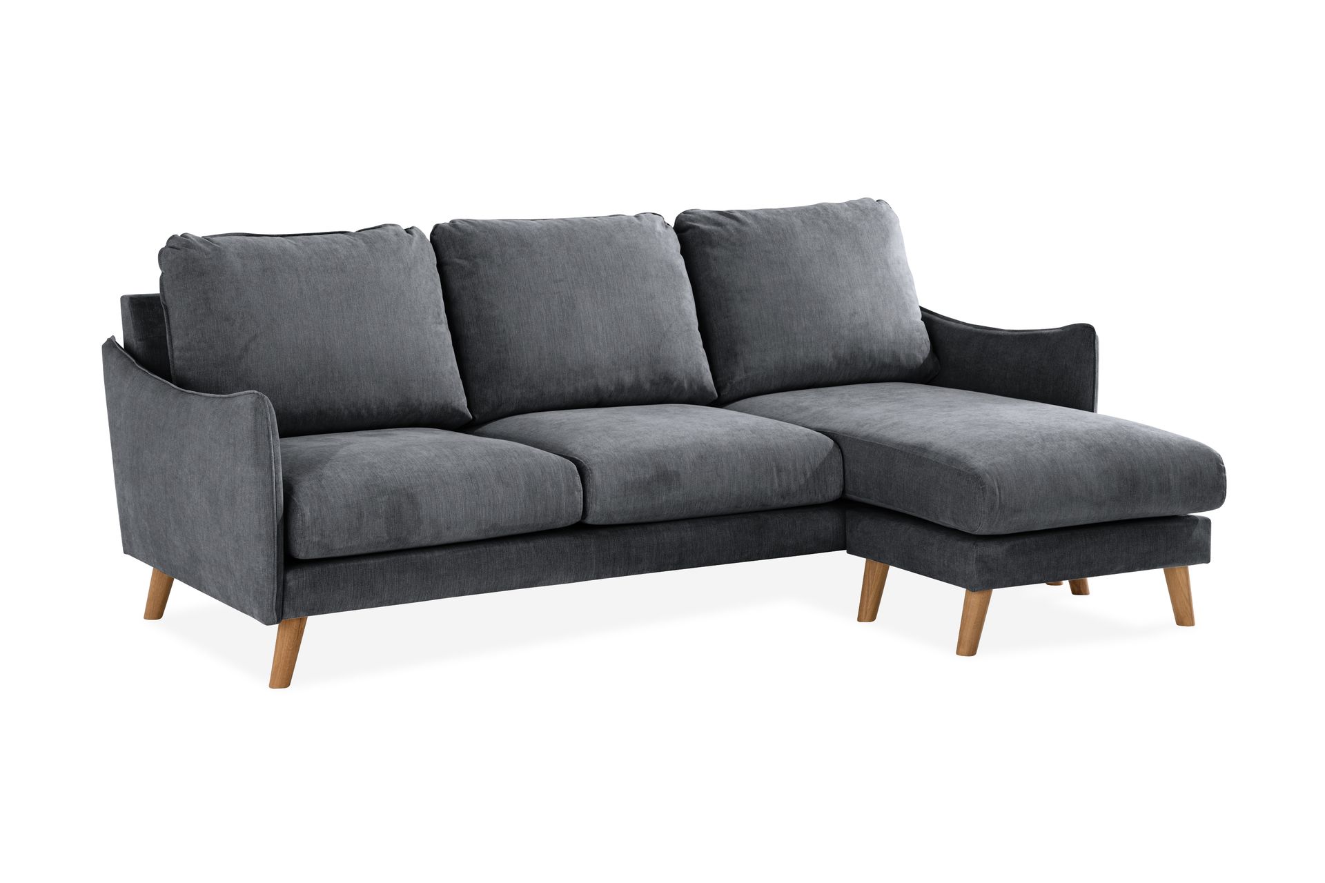 Trend Lyx 3-seter Divansofa Høyre - Mørkegrå/Eik - Møbler - Sofaer - Sofa med sjeselong