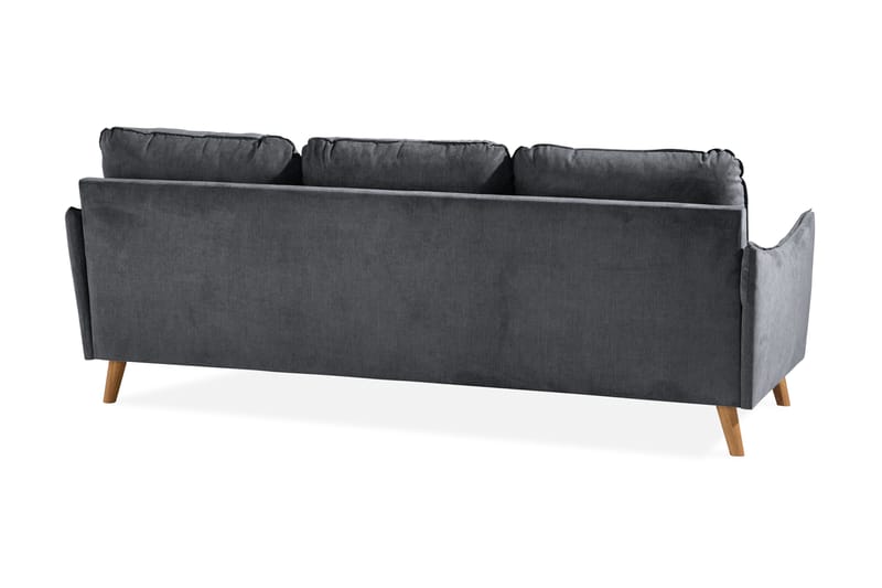 Trend Lyx 3-seter Divansofa Høyre - Mørkegrå/Eik - Sofa med sjeselong - 4 seters sofa med divan