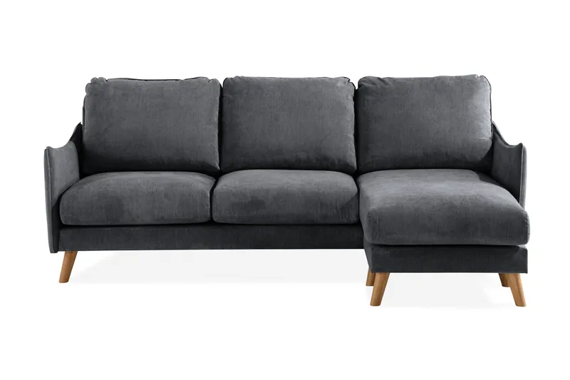 Trend Lyx 3-seter Divansofa Høyre - Mørkegrå/Eik - Møbler - Sofaer - Sofa med sjeselong - 4 seters sofa med divan