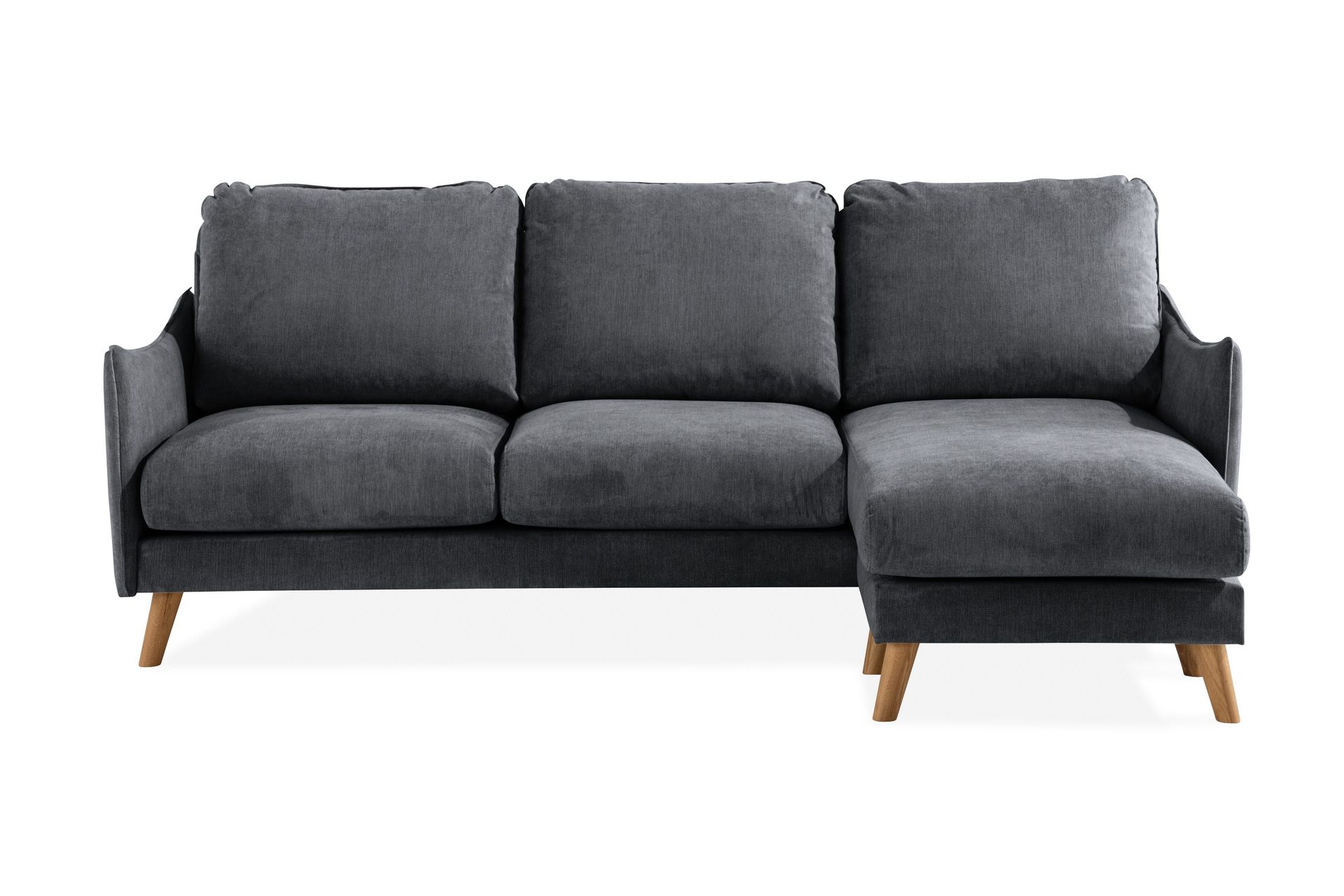 Trend Lyx 3-seter Divansofa Høyre - Mørkegrå/Eik