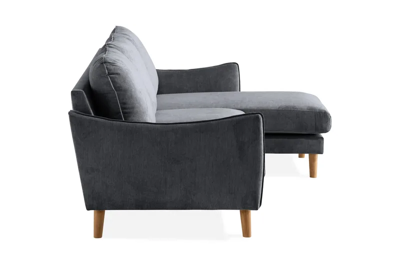 Trend Lyx 3-seter Divansofa Høyre - Mørkegrå/Eik - Møbler - Sofaer - Sofa med sjeselong - 4 seters sofa med divan