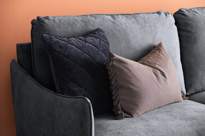 Trend Lyx 3-seter Divansofa Høyre - Mørkegrå/Eik - Møbler - Sofaer - Sofa med sjeselong - 4 seters sofa med divan