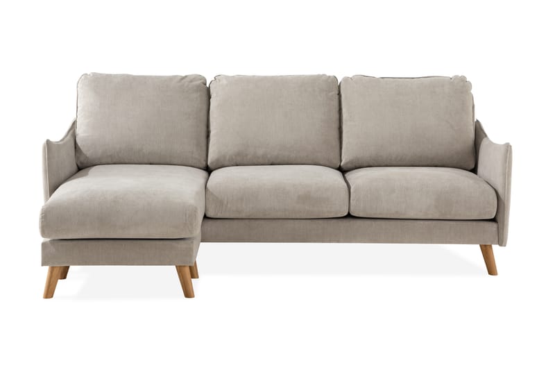 Trend Lyx 3-seter Divansofa Venstre - Beige/Eik - Sofa med sjeselong - 4 seters sofa med divan