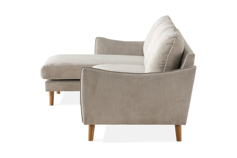 Trend Lyx 3-seter Divansofa Venstre - Beige/Eik - Sofa med sjeselong - 4 seters sofa med divan