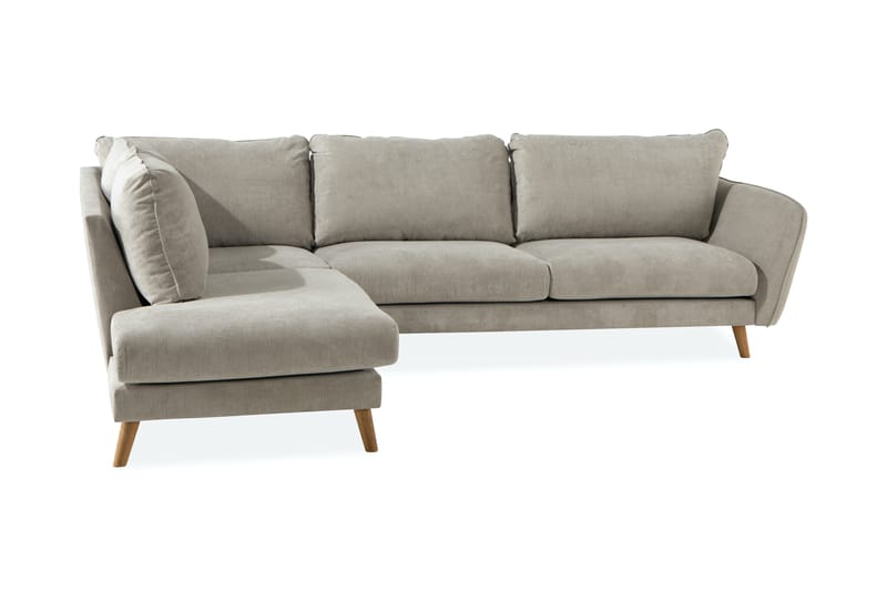 Trend Lyx 3-seter Divansofa Venstre - Beige/Eik - Sofa med sjeselong - 4 seters sofa med divan