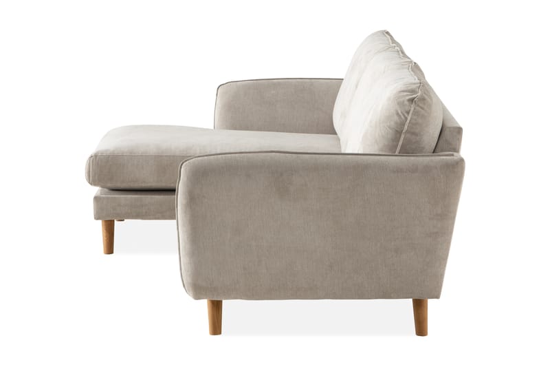 Trend Lyx 3-seter Divansofa Venstre - Beige/Eik - Sofa med sjeselong - 4 seters sofa med divan