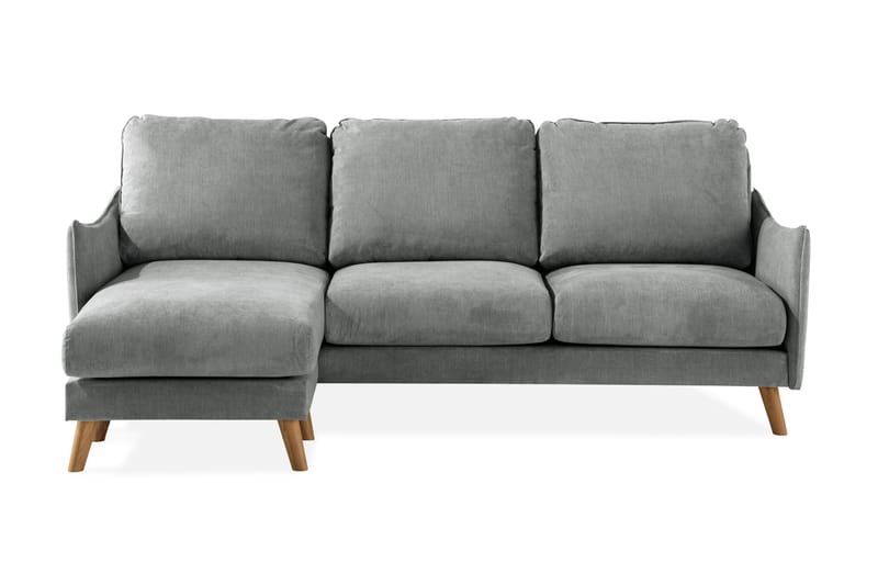 Trend Lyx 3-seter Divansofa Venstre - Grå/Eik - Sofa med sjeselong - 4 seters sofa med divan