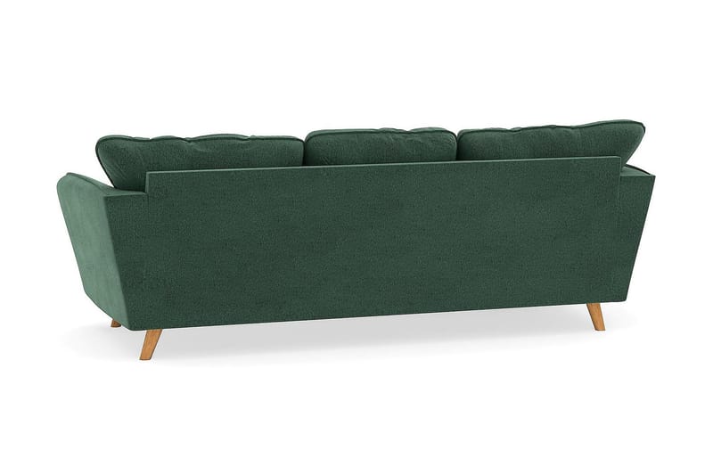 Trend Lyx 3-seter Divansofa Venstre - Grønn Fløyel - Sofa med sjeselong - 4 seters sofa med divan