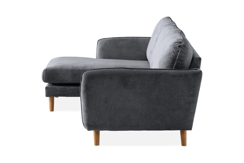 Trend Lyx 3-seter Divansofa Venstre - Mørkegrå/Eik - Sofa med sjeselong - 4 seters sofa med divan