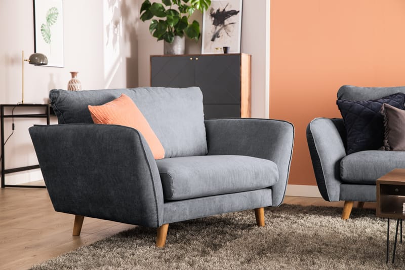 Trend Lyx 3-seter Divansofa Venstre - Mørkegrå/Eik - Sofa med sjeselong - 4 seters sofa med divan