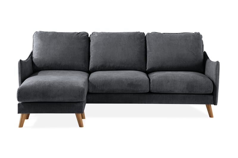 Trend Lyx 3-seter Divansofa Venstre - Mørkegrå/Eik - Sofa med sjeselong - 4 seters sofa med divan