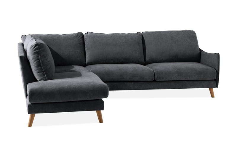 Trend Lyx 3-seter Divansofa Venstre - Mørkegrå/Eik - Sofa med sjeselong - 4 seters sofa med divan