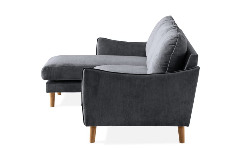 Trend Lyx 3-seter Divansofa Venstre - Mørkegrå/Eik - Sofa med sjeselong - 4 seters sofa med divan