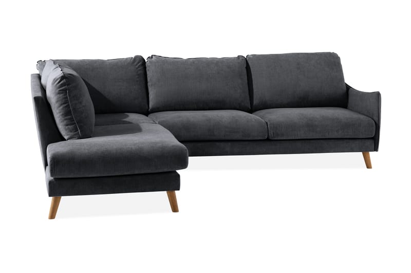 Trend Lyx 3-seter Divansofa Venstre - Mørkegrå/Eik - Møbler - Sofaer - Sofa med sjeselong - 4 seters sofa med divan