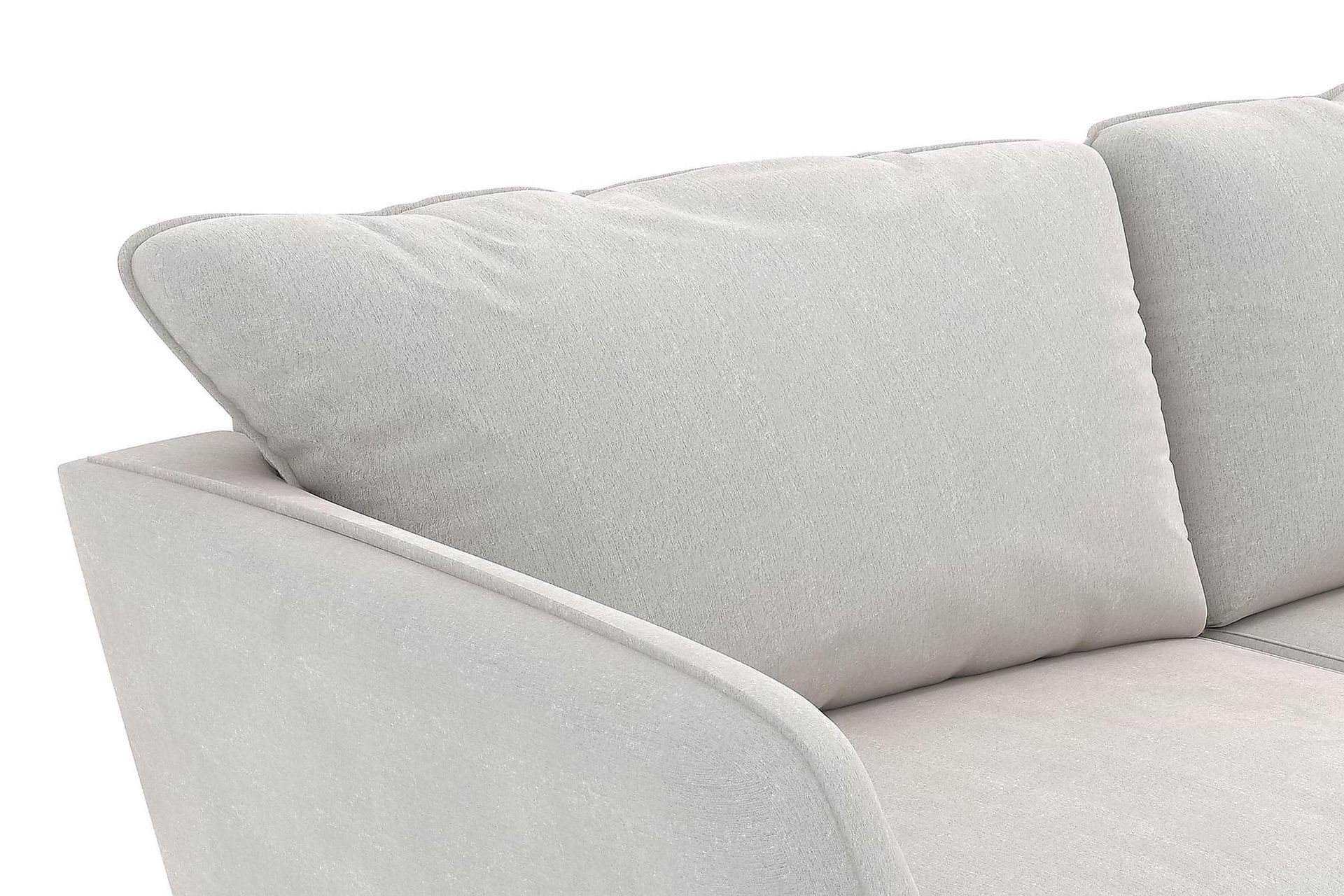 Trend Lyx 3-seters Høyrevendt L-formet Sjeselongsofa i Fløyel - Kremhvit - Møbler - Sofaer - Sofa med sjeselong