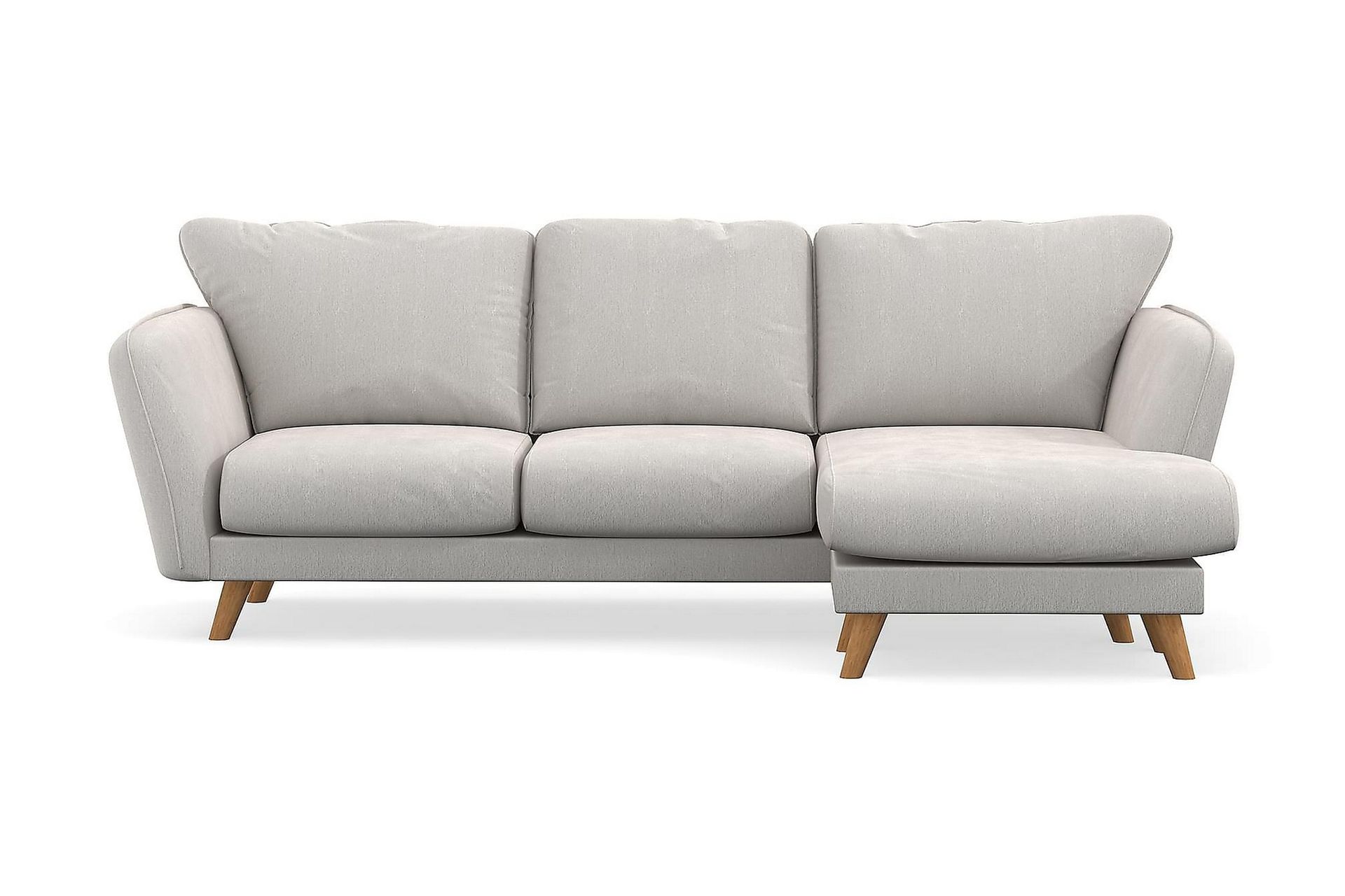 Trend Lyx 3-seters Høyrevendt L-formet Sjeselongsofa i Fløyel - Kremhvit - Møbler - Sofaer - Sofa med sjeselong