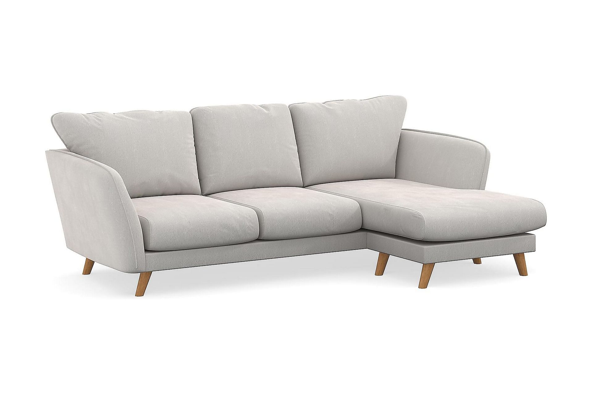 Trend Lyx 3-seters Høyrevendt L-formet Sjeselongsofa i Fløyel - Kremhvit - Møbler - Sofaer - Sofa med sjeselong