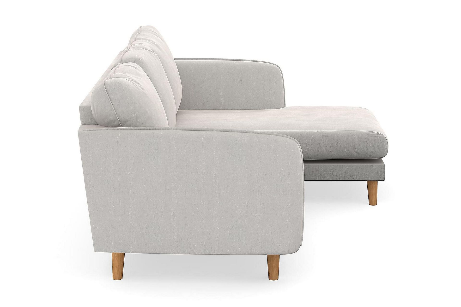 Trend Lyx 3-seters Høyrevendt L-formet Sjeselongsofa i Fløyel - Kremhvit - Møbler - Sofaer - Sofa med sjeselong