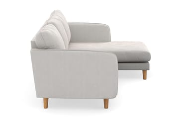 Trend Lyx 3-seters Høyrevendt L-formet Sjeselongsofa i Fløyel - Kremhvit - Møbler - Sofaer - Sofa med sjeselong