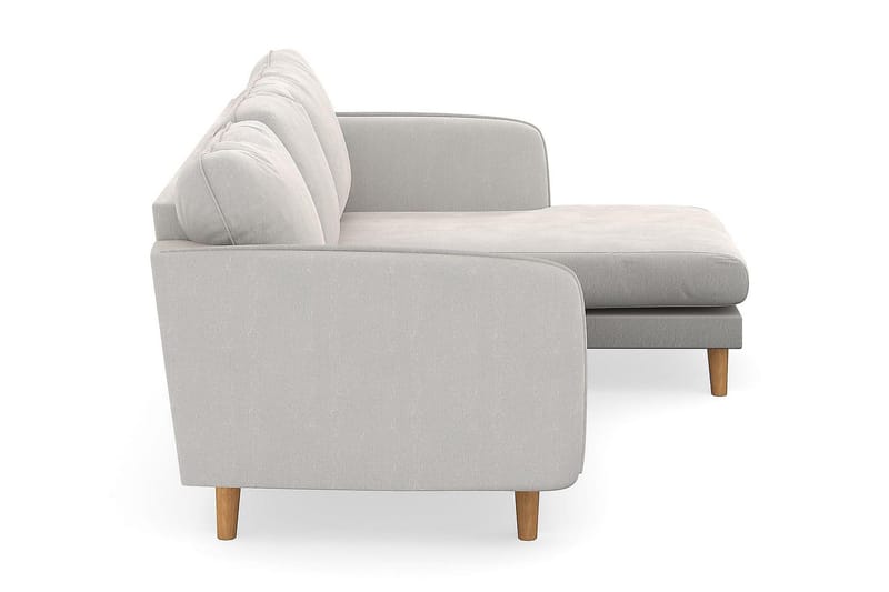 Trend Lyx 3-seters Høyrevendt L-formet Sjeselongsofa i Fløyel - Kremhvit - Møbler - Sofaer - Sofa med sjeselong - 4 seters sofa med divan