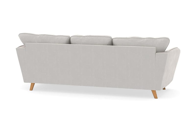 Trend Lyx 3-seters Høyrevendt L-formet Sjeselongsofa i Fløyel - Kremhvit - Møbler - Sofaer - Sofa med sjeselong - 4 seters sofa med divan