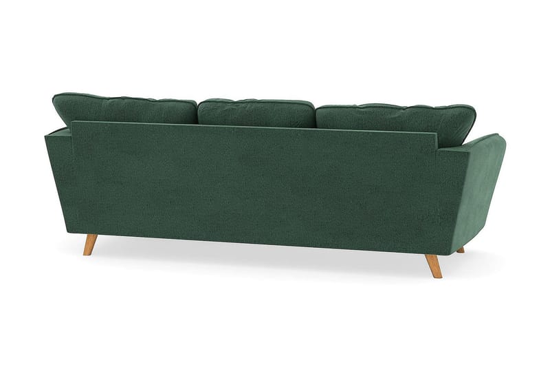 Trend Lyx 3-seters Høyrevendt L-formet Sjeselongsofa i Fløyel - Mørkegrønn - Møbler - Sofaer - Sofa med sjeselong - 4 seters sofa med divan