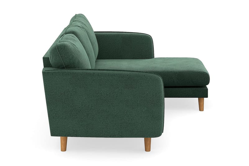 Trend Lyx 3-seters Høyrevendt L-formet Sjeselongsofa i Fløyel - Mørkegrønn - Møbler - Sofaer - Sofa med sjeselong - 4 seters sofa med divan