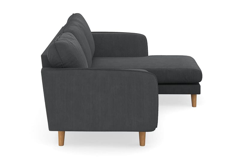 Trend Lyx 3-seters Høyrevendt L-formet Sjeselongsofa i Manchester - Mørk grå - Møbler - Sofaer - Sofa med sjeselong - 4 seters sofa med divan