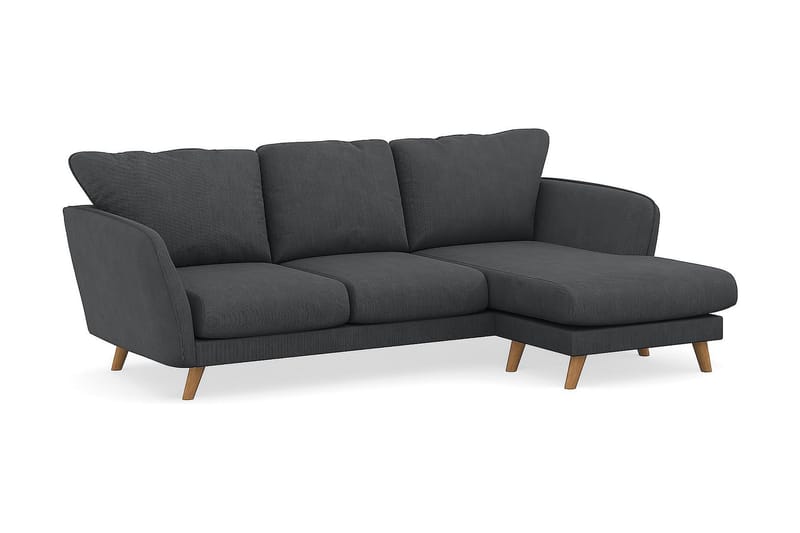 Trend Lyx 3-seters Høyrevendt L-formet Sjeselongsofa i Manchester - Mørk grå - Møbler - Sofaer - Sofa med sjeselong - 4 seters sofa med divan