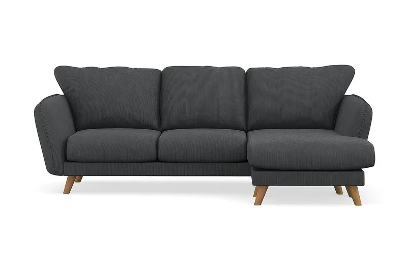 Trend Lyx 3-seters Høyrevendt L-formet Sjeselongsofa i Manchester - Mørk grå - Møbler - Sofaer - Sofa med sjeselong - 4 seters sofa med divan