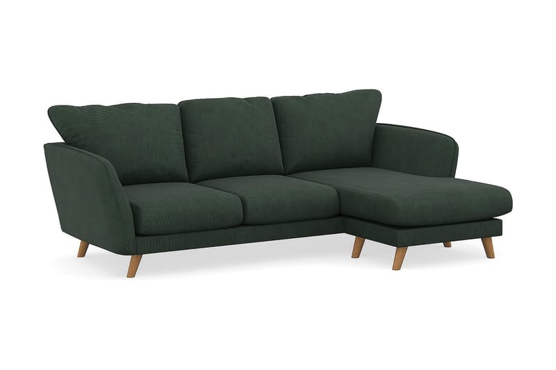 Trend Lyx 3-seters Høyrevendt L-formet Sjeselongsofa i Manchester - Mørkegrønn - Møbler - Sofaer - Sofa med sjeselong - 4 seters sofa med divan