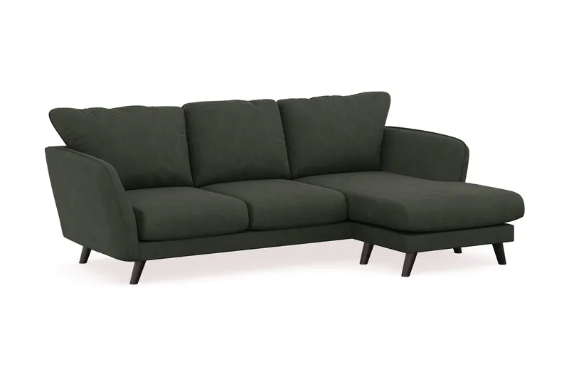 Trend Lyx 3-seters Høyrevendt L-formet Sjeselongsofa i Manchester - Mørkegrønn - Møbler - Sofaer - Sofa med sjeselong